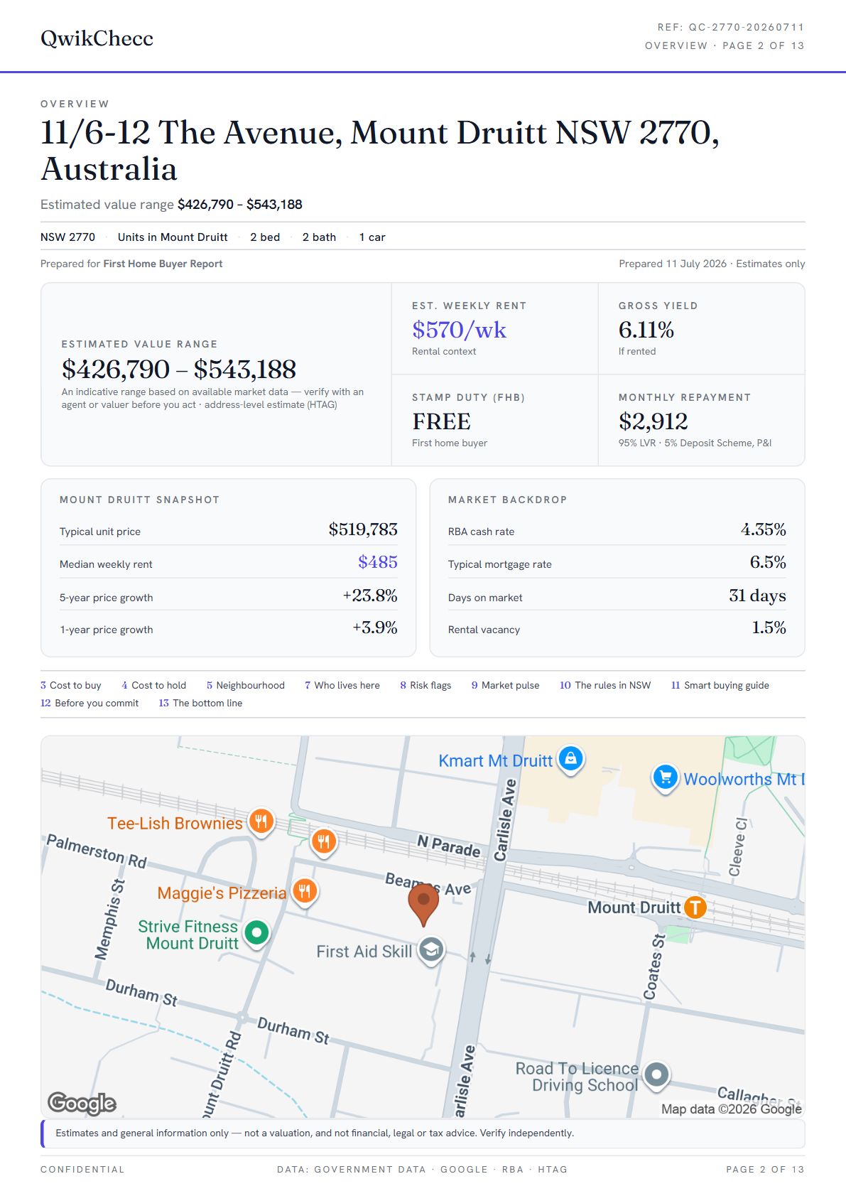 Sample · English — QwikChecc property report page 2