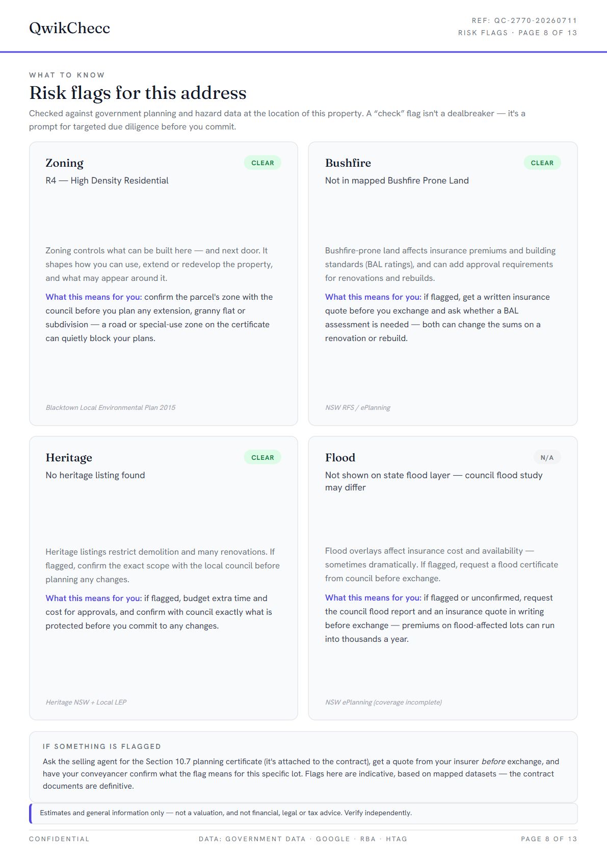 Sample · English — QwikChecc property report page 8